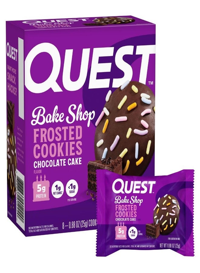 Quest Nutrition Frosted Protein Cookies, Chocolate Cake, 1g Sugar, 11g Protein, 2g Net Carbs, Gluten Free, 8 Cookies - Image 1